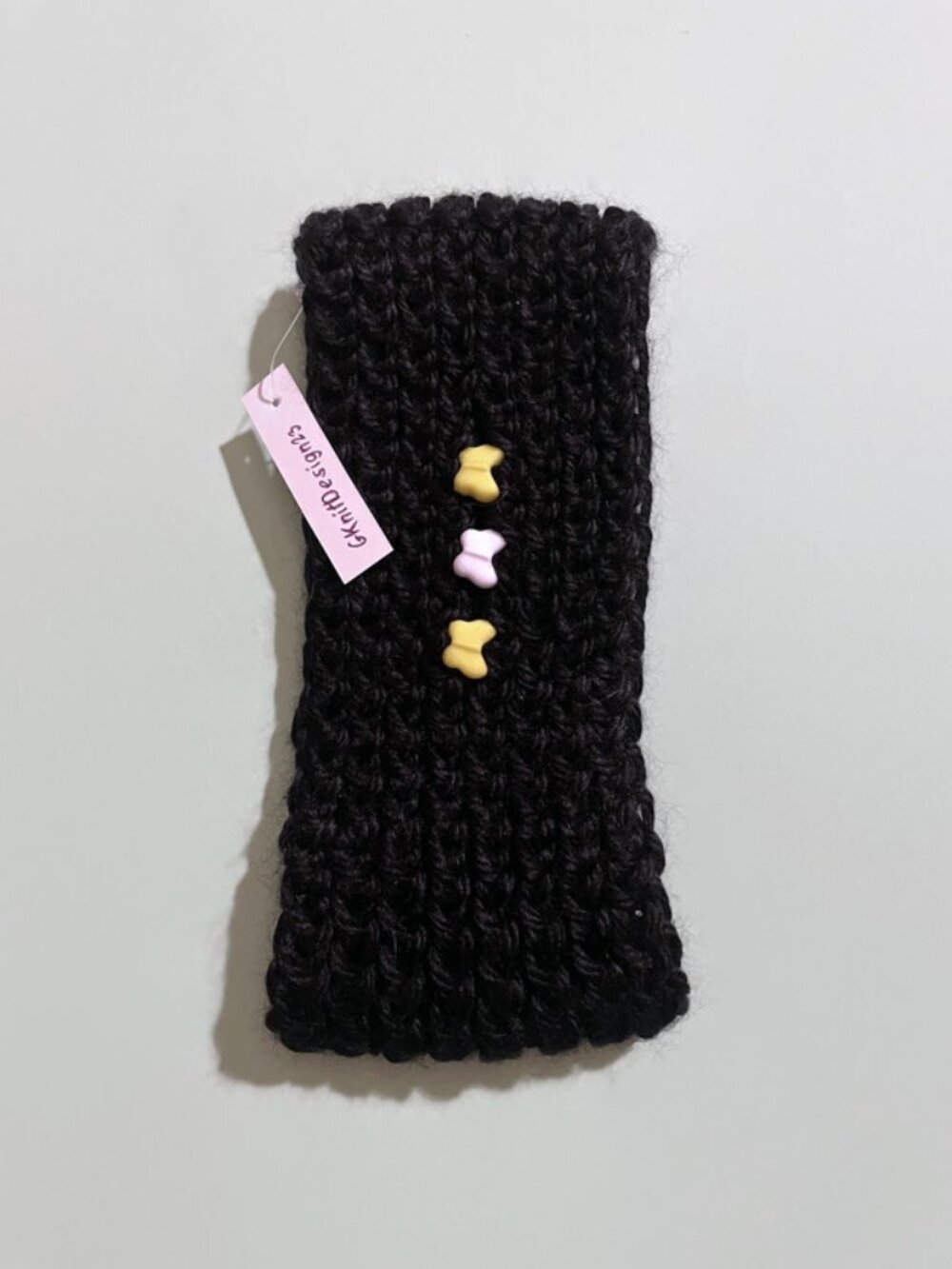 Hand knitted headband with beads, Cute ear warmer for girls